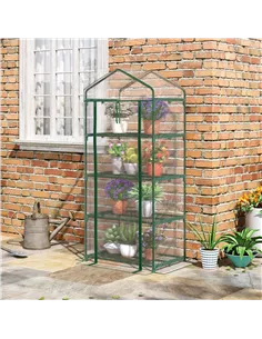 Outsunny 4 Tiers Mini Portable Greenhouse Compact Plant Grow Shed Metal Frame Transparent Clear Cover 160H x 70L x 50Wcm 2