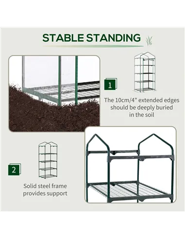 Outsunny 4 Tiers Mini Portable Greenhouse Compact Plant Grow Shed Metal Frame Transparent Clear Cover 160H x 70L x 50Wcm