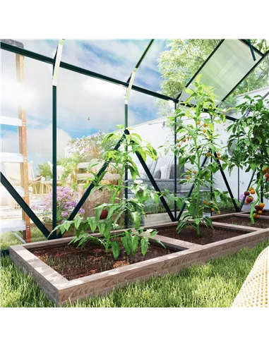 Outsunny 8 x 12ft Aluminium Greenhouse Polycarbonate Walk-in Garden Greenhouse Kit with Adjustable Roof Vent, Double Sliding Doo