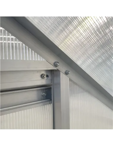 Outsunny 6 x 4ft Lean to Wall Polycarbonate Greenhouse Aluminium Walk-in Garden Greenhouse with Adjustable Roof Vent, Rain Gutte