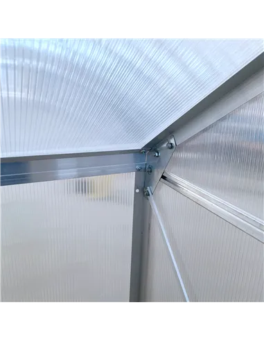 Outsunny 6 x 4ft Lean to Wall Polycarbonate Greenhouse Aluminium Walk-in Garden Greenhouse with Adjustable Roof Vent, Rain Gutte