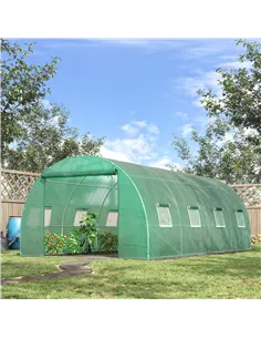 Outsunny Walk-in Polytunnel Greenhouse, Outdoor Garden Tunnel Greenhouse Tent with Zipped Roll-Up Door and 8 Mesh Windows, 6 x 3 2