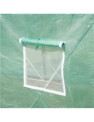 Outsunny Walk-in Polytunnel Greenhouse, Outdoor Garden Tunnel Greenhouse Tent with Zipped Roll-Up Door and 8 Mesh Windows, 6 x 3
