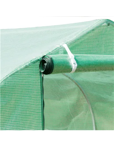 Outsunny Walk-in Polytunnel Greenhouse, Outdoor Garden Tunnel Greenhouse Tent with Zipped Roll-Up Door and 8 Mesh Windows, 6 x 3