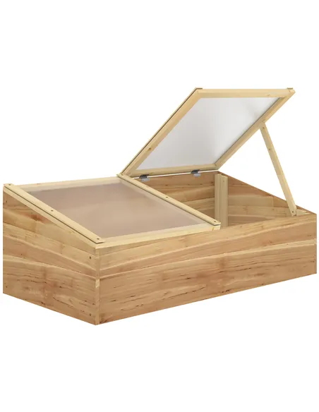 Outsunny Wooden Cold Frame Greenhouse Garden Polycarbonate Grow House  with Independent Openable Top Covers for Flowers, Vegetab
