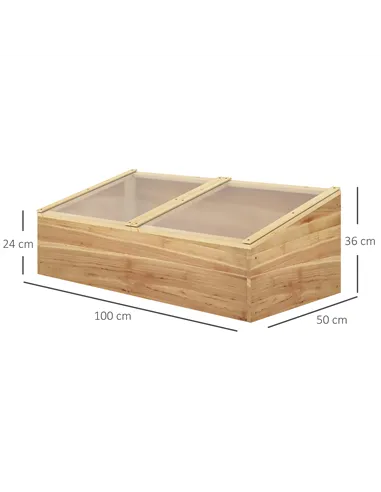 Outsunny Wooden Cold Frame Greenhouse Garden Polycarbonate Grow House  with Independent Openable Top Covers for Flowers, Vegetab