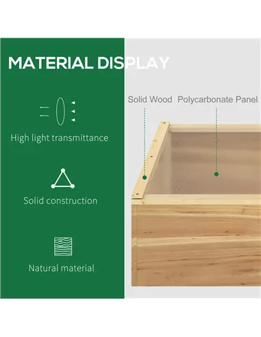 Outsunny Wooden Cold Frame Greenhouse Garden Polycarbonate Grow House  with Independent Openable Top Covers for Flowers, Vegetab