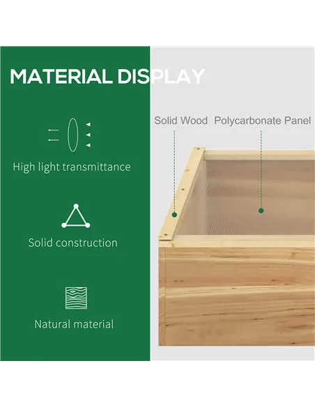 Outsunny Wooden Cold Frame Greenhouse Garden Polycarbonate Grow House  with Independent Openable Top Covers for Flowers, Vegetab
