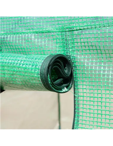 Outsunny Walk-in Polytunnel Greenhouse, Outdoor Garden Tunnel Greenhouse Tent with Zipped Roll-Up Door and 6 Mesh Windows, 4 x 3