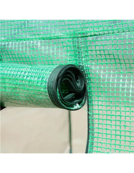 Outsunny Walk-in Polytunnel Greenhouse, Outdoor Garden Tunnel Greenhouse Tent with Zipped Roll-Up Door and 6 Mesh Windows, 4 x 3