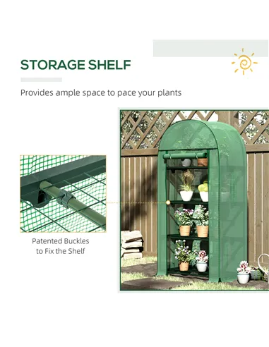 Outsunny 4 Tier Mini Greenhouse for Outdoor, Portable Gardening Plant Green House with Storage Shelf, Roll-Up Zipped Door, Metal