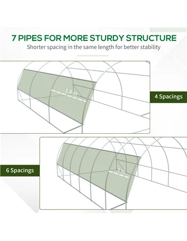 Outsunny Polytunnel Greenhouse Walk-in Grow House Tent with Roll-up Sidewalls, Zipped Door and 12 Windows, 6x3x2m Green