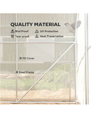 Outsunny Walk-in Polytunnel Greenhouse Green House with Roll-up Sidewalls, UV-resistant PE Cover, 3 x 2 x 2m, White