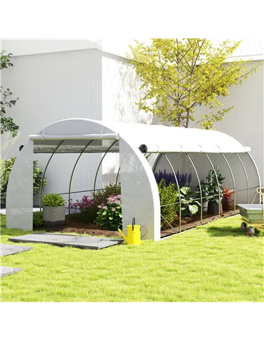 Outsunny 6 x 3 x 2 m Polytunnel Greenhouse with Roll-up Side Walls, Walk-in Grow House Tent with Steel Frame, Reinforced Cover, 