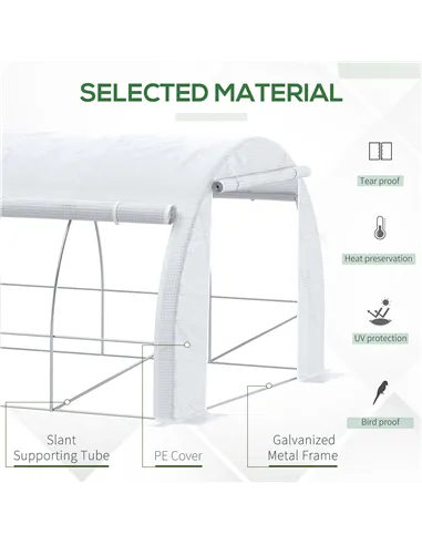 Outsunny 6 x 3 x 2 m Polytunnel Greenhouse with Roll-up Side Walls, Walk-in Grow House Tent with Steel Frame, Reinforced Cover, 