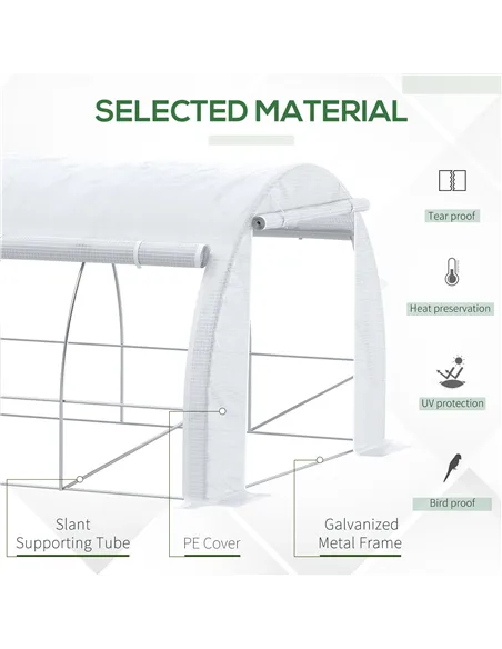 Outsunny 6 x 3 x 2 m Polytunnel Greenhouse with Roll-up Side Walls, Walk-in Grow House Tent with Steel Frame, Reinforced Cover, 