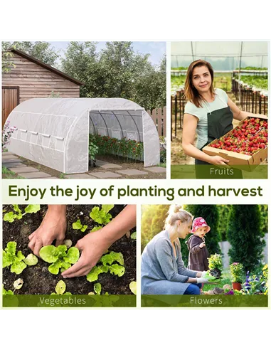 Outsunny 6 x 3 x 2 m Polytunnel Greenhouse with Roll-up Side Walls, Walk-in Grow House Tent with Steel Frame, Reinforced Cover, 