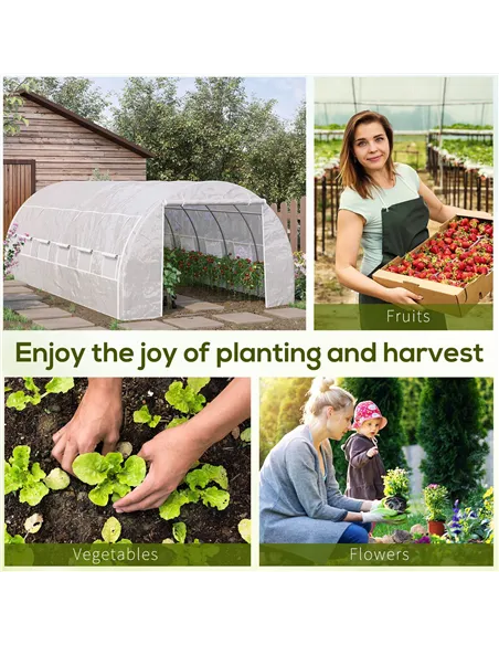 Outsunny 6 x 3 x 2 m Polytunnel Greenhouse with Roll-up Side Walls, Walk-in Grow House Tent with Steel Frame, Reinforced Cover, 