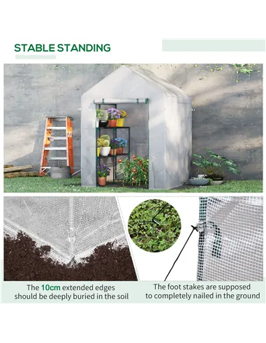 Outsunny Walk In Greenhouse with 2 Tier Shelf, Portable Gardening Plant Grow House Tomato Greenhouse with Roll up Zip Panel Door