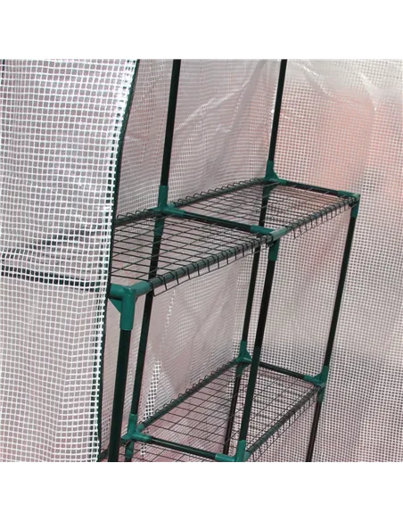 Outsunny Walk In Greenhouse with 2 Tier Shelf, Portable Gardening Plant Grow House Tomato Greenhouse with Roll up Zip Panel Door