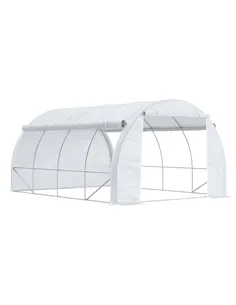 Outsunny 4 x 3 x 2 m Polytunnel Greenhouse with Roll-up Side Walls, Walk-in Grow House Tent with Steel Frame, Reinforced Cover, 