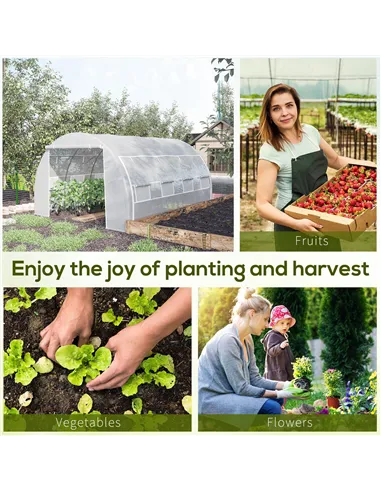 Outsunny 4 x 3 x 2 m Polytunnel Greenhouse with Roll-up Side Walls, Walk-in Grow House Tent with Steel Frame, Reinforced Cover, 