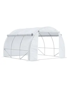 Outsunny 3 x 3 x 2 m Polytunnel Greenhouse with Roll-up Side Walls, Walk-in Grow House Tent with Steel Frame, Reinforced Cover, 