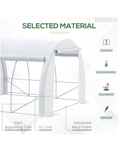 Outsunny 3 x 3 x 2 m Polytunnel Greenhouse with Roll-up Side Walls, Walk-in Grow House Tent with Steel Frame, Reinforced Cover, 