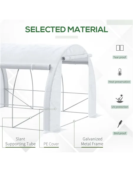 Outsunny 3 x 3 x 2 m Polytunnel Greenhouse with Roll-up Side Walls, Walk-in Grow House Tent with Steel Frame, Reinforced Cover, 