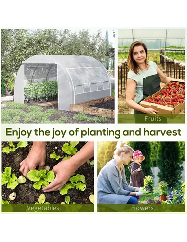 Outsunny 3 x 3 x 2 m Polytunnel Greenhouse with Roll-up Side Walls, Walk-in Grow House Tent with Steel Frame, Reinforced Cover, 