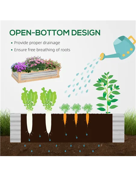 Outsunny Raised Garden Bed with Greenhouse Top, Garden Wooden Cold Frame Greenhouse Flower Planter Protection with 2 Independent