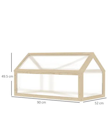 Outsunny Wooden Cold Frame Garden Polycarbonate Greenhouse with Openable Top Cover, Grow House for Flowers, Vegetables, Plants, 