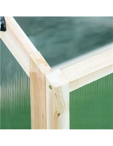 Outsunny Wooden Cold Frame Garden Polycarbonate Greenhouse with Openable Top Cover, Grow House for Flowers, Vegetables, Plants, 