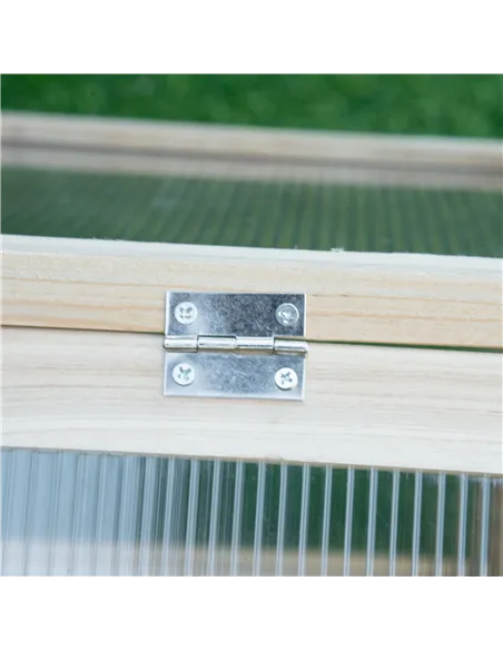 Outsunny Wooden Cold Frame Garden Polycarbonate Greenhouse with Openable Top Cover, Grow House for Flowers, Vegetables, Plants, 