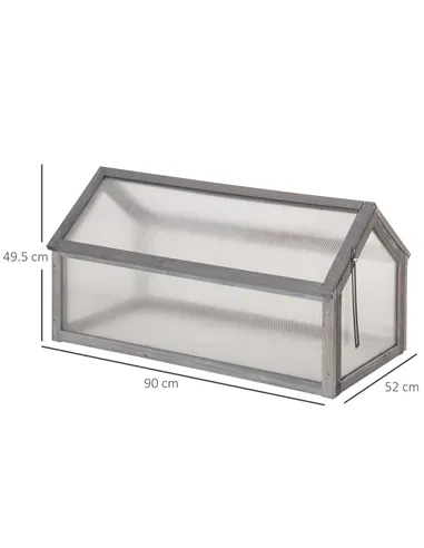 Outsunny Wooden Cold Frame Garden Polycarbonate Greenhouse with Openable Top Cover, Grow House for Flowers, Vegetables, Plants, 
