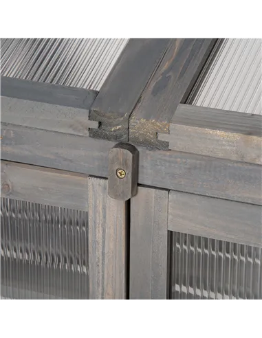 Outsunny Wooden Cold Frame Polycarbonate Greenhouse with Openable Top Cover and Double Door, Grow House for Flower, Vegetable an