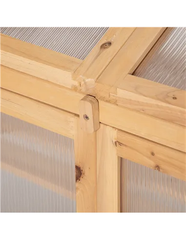 Outsunny Wooden Cold Frame Polycarbonate Greenhouse with Openable Top Cover and Double Door, Grow House for Flower, Vegetable an