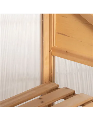 Outsunny Wooden Cold Frame Polycarbonate Greenhouse with Openable Top Cover and Double Door, Grow House for Flower, Vegetable an