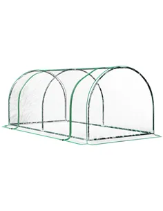 Outsunny Tunnel Greenhouse Green Grow House for Garden Outdoor, Steel Frame, PVC Cover, Transparent, 200 x 100 x 80cm