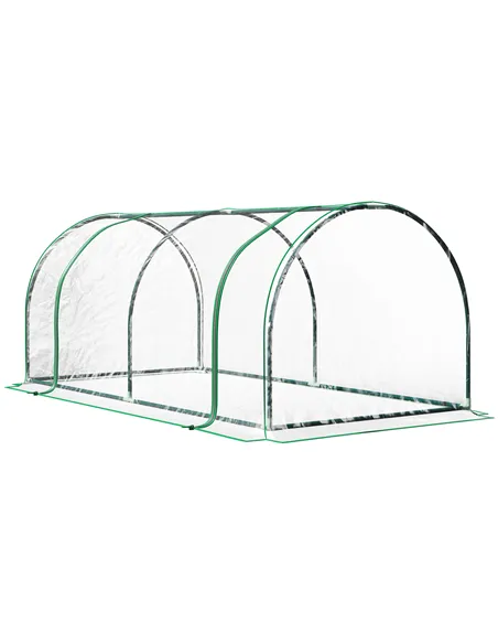 Outsunny Tunnel Greenhouse Green Grow House for Garden Outdoor, Steel Frame, PVC Cover, Transparent, 200 x 100 x 80cm