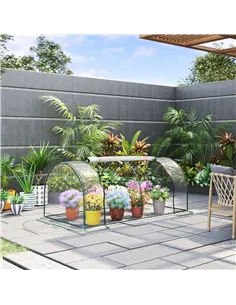 Outsunny Tunnel Greenhouse Green Grow House for Garden Outdoor, Steel Frame, PVC Cover, Transparent, 200 x 100 x 80cm 2