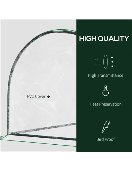 Outsunny Tunnel Greenhouse Green Grow House for Garden Outdoor, Steel Frame, PVC Cover, Transparent, 200 x 100 x 80cm