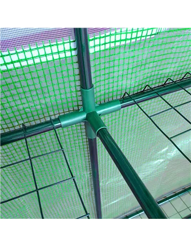 Outsunny Walk-In Lean to Wall Greenhouse with Windows and Doors, Outdoor Green House with 3 Tiers 4 Wired Shelves, 200L x 100W x