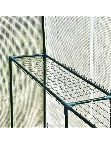 Outsunny Walk In Greenhouse with 2-Tier Shelves, Roll up Zip Panel Door, Garden Polytunnel Steeple Grow House for Outdoor, 6 x 4