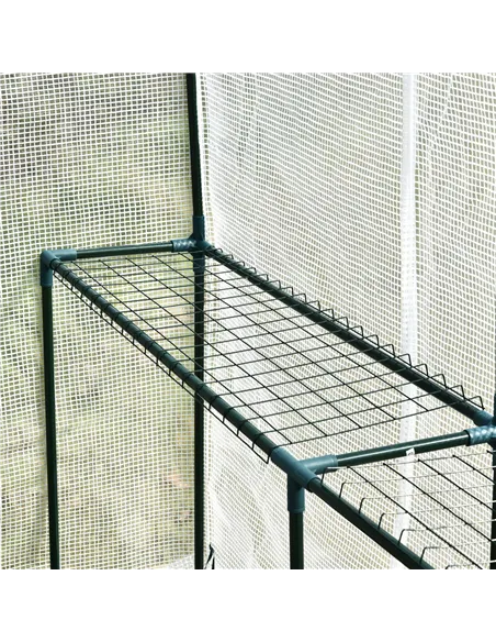 Outsunny Walk In Greenhouse with 2-Tier Shelves, Roll up Zip Panel Door, Garden Polytunnel Steeple Grow House for Outdoor, 6 x 4