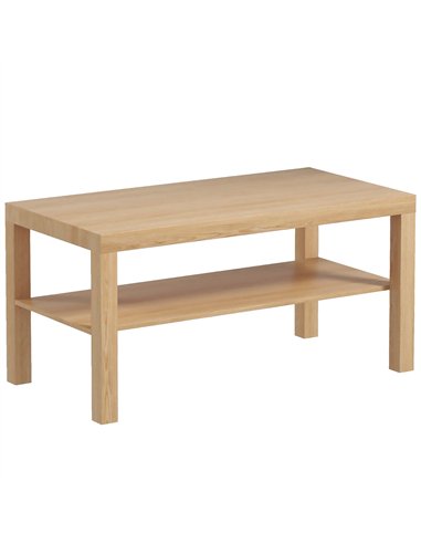 HOMCOM 2-Tier Coffee Table with Storage Shelf, Rectangular Centre Table for Living Room, Home Office, Natural Wood Finish