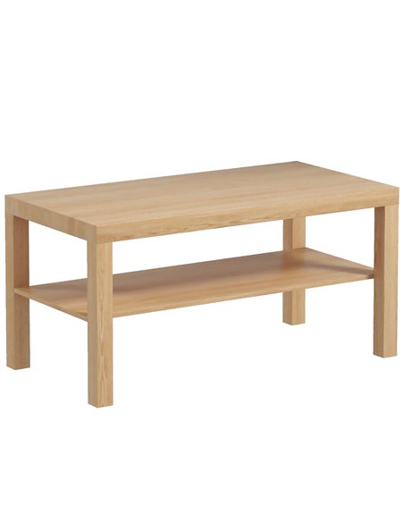 HOMCOM 2-Tier Coffee Table with Storage Shelf, Rectangular Centre Table for Living Room, Home Office, Natural Wood Finish