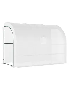 Outsunny Outdoor Walk-In Greenhouse, Plant Nursery with Zippered Doors, PE Cover and 3-Tier Shelves, White, 300 x 150 x 213 cm