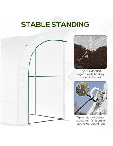Outsunny Outdoor Walk-In Greenhouse, Plant Nursery with Zippered Doors, PE Cover and 3-Tier Shelves, White, 300 x 150 x 213 cm
