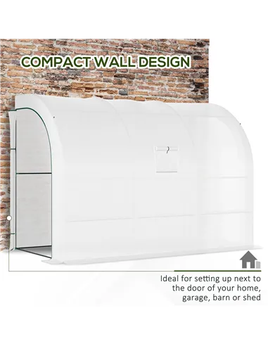 Outsunny Outdoor Walk-In Greenhouse, Plant Nursery with Zippered Doors, PE Cover and 3-Tier Shelves, White, 300 x 150 x 213 cm